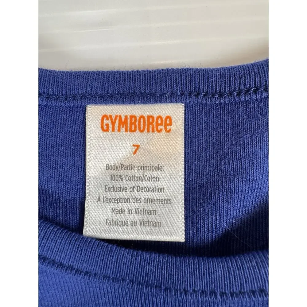 Gymboree Girls Size 7 Blue Easter Bunny Graphic Tee Sequin Bow Watering Can Egg
